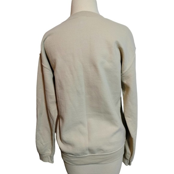 Graphic fall print beige color crew neck sweat shirt women size small - Picture 4 of 7